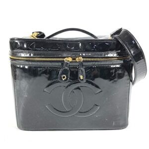 CHANEL Vintage CC Coco Mark Logo Vanity Bag, Shoulder 2-Way Handbag, Patent L...